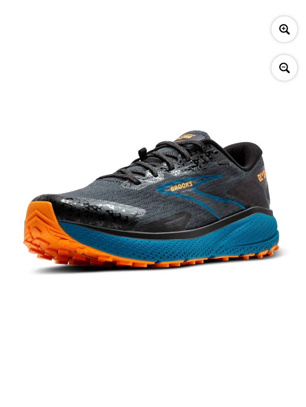 Brooks Men’s Gray and Blue Trail Running Shoe with Orange Outsole - Picture 3 of 16